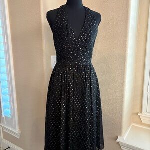 Kay Unger Black Dress with Gold Dots